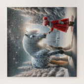 冬のリンゴ灰色の馬 ジグソーパズル (縦)