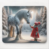 冬のリンゴ灰色の馬 マウスパッド (正面)