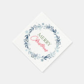 冬のリースとメリークリスマス スタンダードカクテルナプキン (角)
