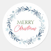冬のリースとメリークリスマス ラウンドシール (正面)