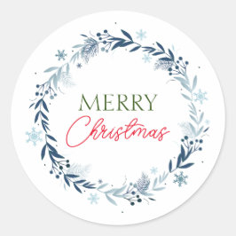 冬のリースとメリークリスマス ラウンドシール