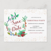 冬のリースと金ゴールドクリスマス日付を保存 インビテーションポストカード (正面)