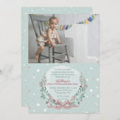 冬のリースの写真招待状 招待状 (正面/裏面)