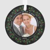 冬のリースの初めてのクリスマスはミスター・アンド・ミセス オーナメント (裏面)