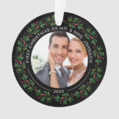 冬のリースの初めてのクリスマスはミスター・アンド・ミセス オーナメント (正面)