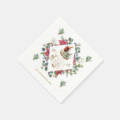 冬のリースの台本がクリスマスの楽しさを願う スタンダードカクテルナプキン (角)