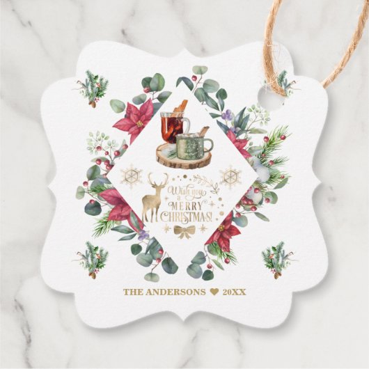 冬のリースの台本がクリスマスの楽しさを願う フェイバータグ (裏面)