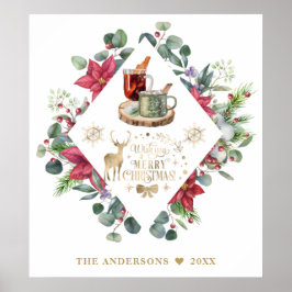 冬のリースの台本がクリスマスの楽しさを願う ポスター