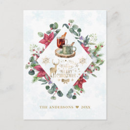 冬のリースの台本がクリスマスの楽しさを願う ポストカード