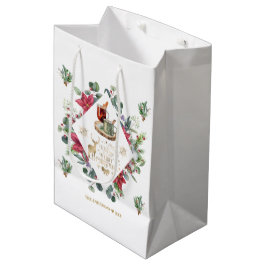 冬のリースの台本がクリスマスの楽しさを願う ミディアムペーパーバッグ