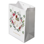 冬のリースの台本がクリスマスの楽しさを願う ミディアムペーパーバッグ (裏面アングル)