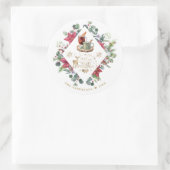 冬のリースの台本がクリスマスの楽しさを願う ラウンドシール (バッグ)