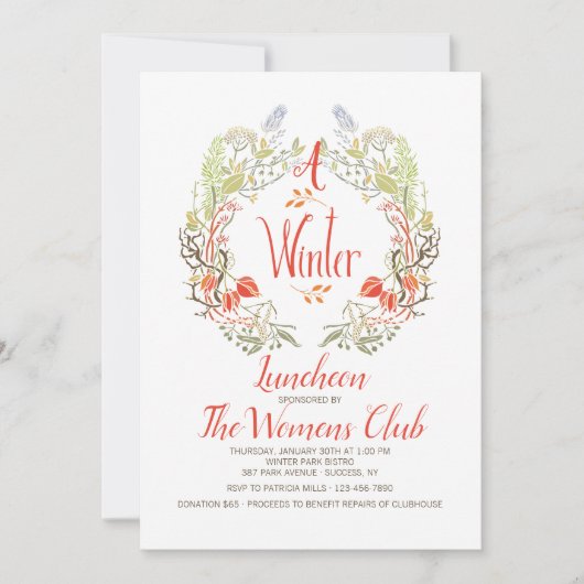 冬のリースの招待状 招待状 (正面)