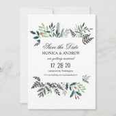 冬のリースウェディング日付を保存招待状 招待状 (正面)