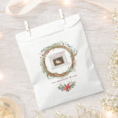 冬のリースコージー暖炉メリークリスマス フェイバーバッグ (クリップ留めされた状態)