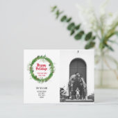 冬のリースニューホームfor the Holidaysフォトカード ポストカード (スタンド正面)