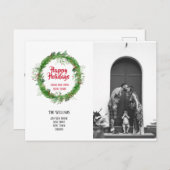 冬のリースニューホームfor the Holidaysフォトカード ポストカード (正面/裏面)