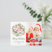 冬のリースフォトクリスマスホリデーポストカード ポストカード (スタンド正面)