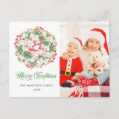 冬のリースフォトクリスマスホリデーポストカード ポストカード (正面)