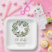 冬のリースベリークリスマスベビーシャワー ペーパープレート (パーティー)