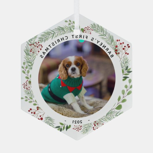 冬のリースペットの写真 ガラスオーナメント (裏面)