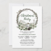 冬のリースポインセチア&バードクリスマス 招待状 (正面)