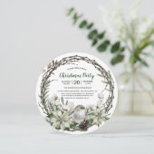 冬のリースポインセチア&バードクリスマス 招待状 (スタンド正面)