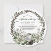 冬のリースポインセチア&バードクリスマス 招待状 (正面)