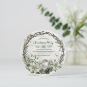 冬のリースポインセチア&バードクリスマス 招待状 (スタンド正面)