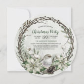 冬のリースポインセチア&バードクリスマス 招待状 (正面)