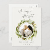 冬のリースメリーと明るいクリスマスの写真 シーズンポストカード (正面/裏面)