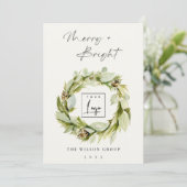 冬のリースメリーと明るいクリスマスロゴ シーズンカード (スタンド正面)