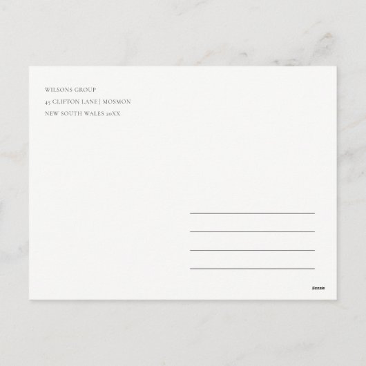 冬のリースメリーと明るいクリスマスロゴ シーズンポストカード (裏面)