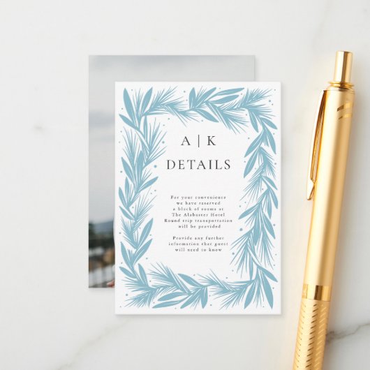 冬のリースモダン結婚の詳細 エンクロージャーカード (正面/裏面インサイチュ)