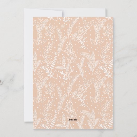 冬のリースモノグラムホリデーフォトカードピンク シーズンカード (裏面)