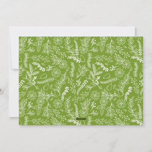 冬のリースモノグラムホリデーフォトカード |緑 シーズンカード (裏面)