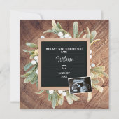 冬のリース手紙ボードソノグラム妊娠 案内状 (正面)