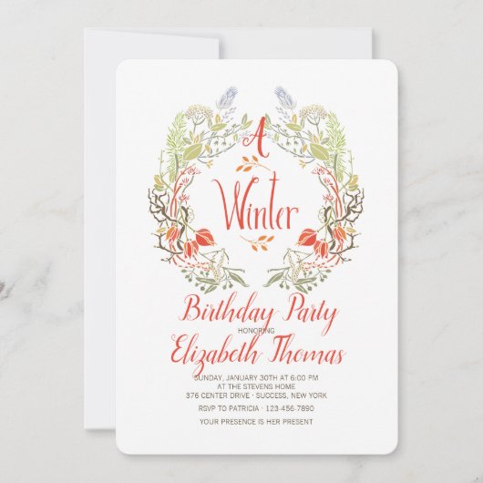 冬のリース招待状 招待状 (正面)