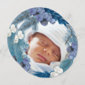 冬のリース新生児メリークリスマス シーズンカード (正面/裏面)