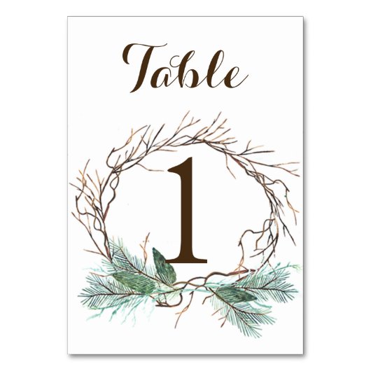 冬のリース結婚のテーブル番号カード テーブルナンバー (正面)