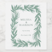 冬のリース結婚のデザイングリーン ワインラベル (シングルラベル)