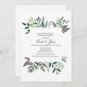 冬のリース カップルシャワーの招待状 招待状 (正面/裏面)