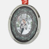 冬のリース |クリスマス結婚したの最初の写真 メタルオーナメント (左)