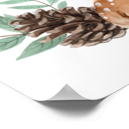 冬のリース&ディアウッドランドベビーシャワーウェルカム ポスター (角)