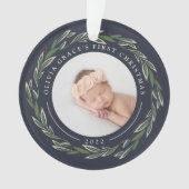 冬のリース |ベビーの初めてのクリスマス写真 オーナメント (正面)