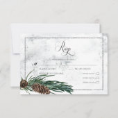 冬のリース&レッド（鳥）ショウジョウコウカンチョウ結婚ズディナー 出欠カード (正面)