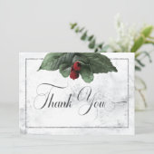 冬のリース&レッド（鳥）ショウジョウコウカンチョウ結婚ズ サンキューカード (スタンド正面)