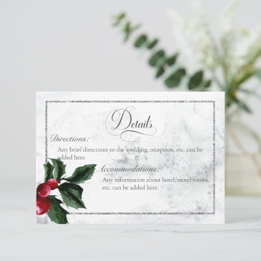 冬のリース&レッド（鳥）ショウジョウコウカンチョウ詳細結婚ズ エンクロージャーカード (スタンド正面)