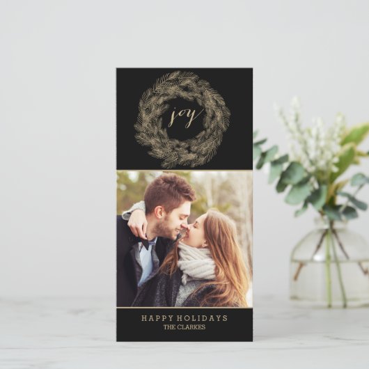 冬のリース | 喜び | 休日スタイリッシュカード シーズンカード (スタンド正面)