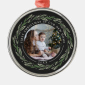 冬のリース |新しいホーム初めてのクリスマス メタルオーナメント (正面)